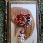 花の片耳イヤリングと深オレンジのヘアクリップ【セット】