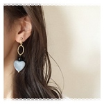 (グレー)クラシック♡ベロアハートピアス,イヤリング