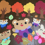 ☆大きな壁面飾り☆落ち葉の森で遊ぼうよ 秋 りす うさぎ 紅葉 イチョウ 幼稚園保育園施設病院