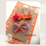 〈２個セット〉ハロウィンヘアクリップ★オレンジ（ベビー&キッズ）