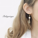 革貼りティアドロップピアス/イヤリング