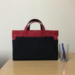 「ボックストート」横長サイズ 「キャニオンレッド×ブラック」帆布トートバッグ 倉敷帆布8号