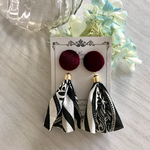 ボルドーカラーベルベットカボション✱秋ピアス