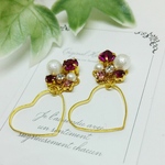 送料無料♪ピンクビジュー  ハート♡ ピアス