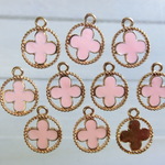 10個　セレブスタイルカラフルチャームセット 金縁お花　約12×16mm　T257-2