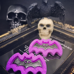 ハロウィンパープルコウモリクッキーブローチ