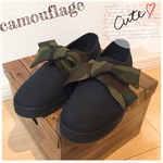 25cm追加❤︎new!!【19.0～25cm】カモフラ太リボンスニーカー