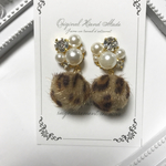 ビジュー♡ファーピアス【レオパード】