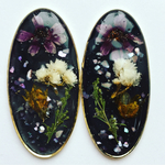 押し花レジンオーバル イヤリングorピアス