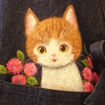 かぶるタイプの   手描き猫にゃんエプロン