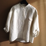 gegla99様オーダー品リネンダンガリーナチュラルな大人シャツ
