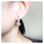 silver triple stone ノンホールピアス