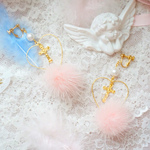 甘いピンクファーのハートクロス♡イヤリングorピアス