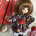【再販】オビツ11サイズ着物ドレス　さくら紺
