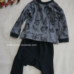 ベビー服セットアップ　男の用　モノトーン　動物柄　モンキーパンツ　シンプルコーデ　80サイズ
