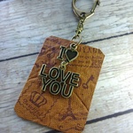 本革タグ×I ♥LOVE YOUキーホルダー