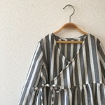 110-120cm★コットンレーヨンストライプの2wayカシュクールワンピース