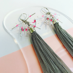 ピンク×ロングタッセル ピアス / イヤリング