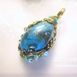クリソコラペンダント（ワイヤーアートジュエリー☆ワイヤーアクセサリー☆ワイヤーラッピング天然石ネックレス）