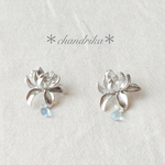蓮の花とアクアマリン×パールのピアス