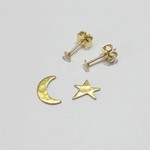 星と月　ピアス作成キット：真鍮（ブラス）パーツ　ハンマーテクスチャー　Hammer-Texture/Star&Moon(Brass)-Texture/Star(Brass)　ピアス金具選択