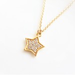 Micro Pavet Petit Star Gold Charm Necklase