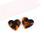 アクセサリーパーツ　樹脂パーツ　べっ甲　ハート　1つ穴　２つ入り