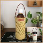新色レモンイエロー♡ ネット編み水筒カバー(350ml)・ペットボトルカバー(500ml)持ち手付き