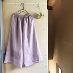 リネンのワイドパンツ グレイッシュピンク