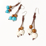 ホワイトウッドビーズ  ピアス/イヤリング