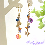 sunrise sunset☆ピアス/イヤリング   ヴィトライユビーズとスワロフスキーと一番星