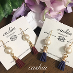 コットンパール×ミニタッセルのピアス/ノンホールピアス