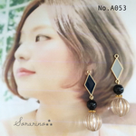 No.A053 上品 菱形チャーム✩︎⡱アンティークピアス