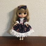 ミディブライスサイズ ワンピース ローズ&ドット ネイビー