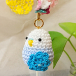 おまんじゅうインコちゃんのチャーム(ホワイトブルー)