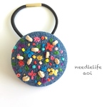 denimflower〜刺繍ヘアゴム〜