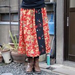 着物リメイク*ギャザースカート*赤