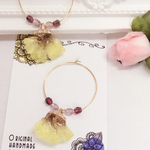 SALE イエロードライフラワーフープピアス