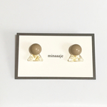 ¥800→¥300ベージュ×トライアングル2wayピアス