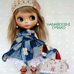 ＊デニムパッチ風ワンピースコーデ＊８点セット＊ blythe outfit＊ブライス ＊ ブライス ＊ワンピース・ブーツ・帽子＊