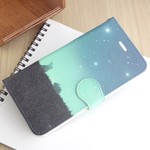 星空×うさぎ柄　手帳型スマホケース　星空草原のうさぎたち
