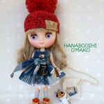 ＊ミディブライスお洋服９点セット＊デニムパッチ風ワンピース＊靴＊帽子＊