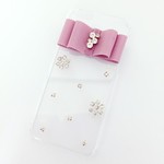 各種iPhone ビジューリボン×お花ビジュー ハードケース