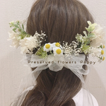 送料無料！！ナチュラル可愛いヘッドドレス プリザーブドフラワー ナチュラルウエディングヘッドアクセ