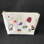 刺繍 マチありポーチ 絵描き