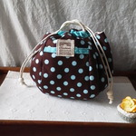 チョコミントカラーのまんまる巾着♪