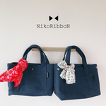 【バンダナ付き♥︎】ネイビー×シンプル×帆布トートバッグ