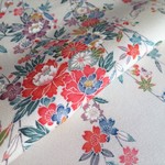 🐇白練色 本加賀友禅 小紋 枝垂れ花模様 正絹 丹後ちりめん【50cm×36cm】仕付け糸付き着物の解き 和布 silk100％