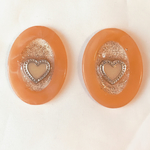 vintage oval earring/pierce🍊orange