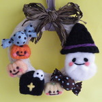 おばけちゃんのハロウィンリース　羊毛フェルト